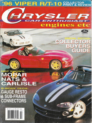 CHRYSLER CAR ENTHUSIAST ENGINES ETC 1996 FEB - '96 VIPER R/T-10, B-BODY GUAGES*
